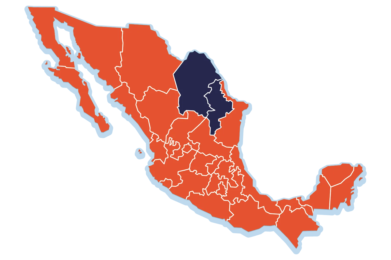 Mapa de cobertura de Integer en México